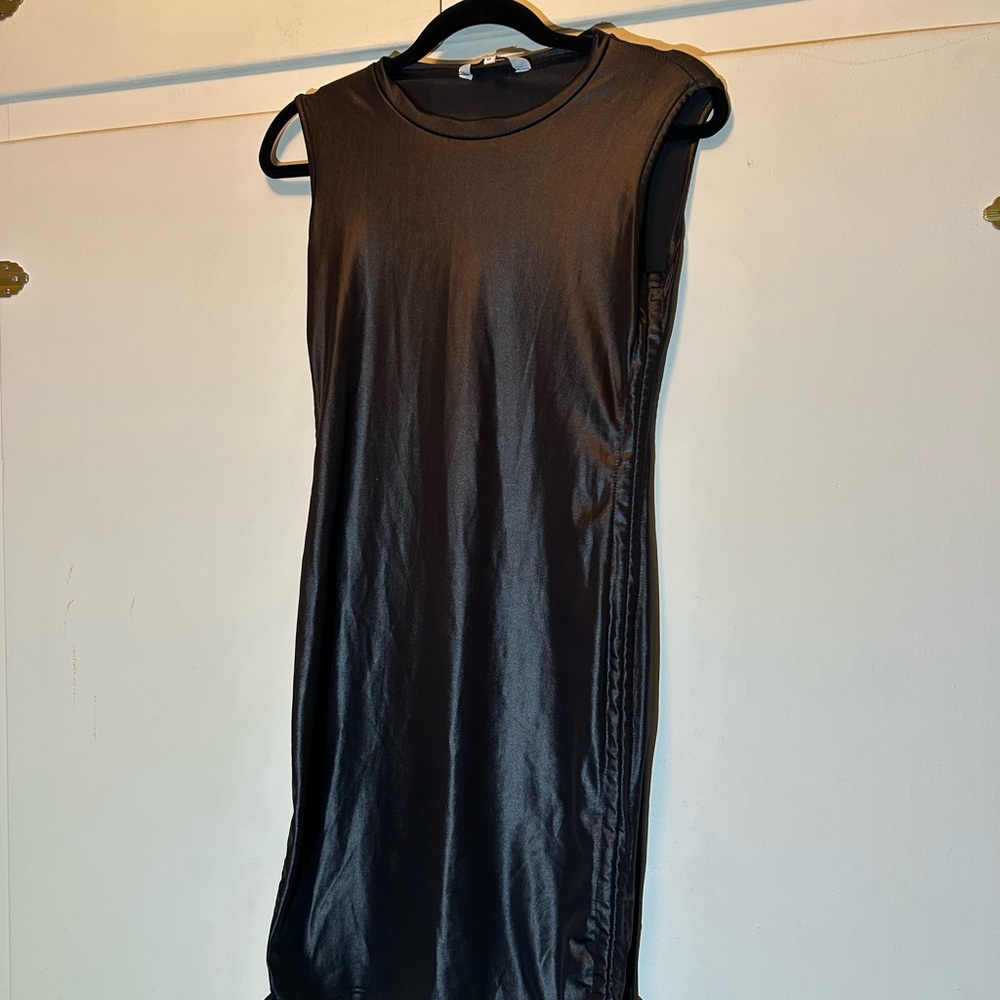 Faux Leather Look Black Body Skimming Dress